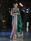 Banarasee Handloom Tissue (Saubhagyavati Bhava) Lace Saree With Buti Design Border & Lace-Green