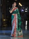 Banarasee Handloom Tissue (Saubhagyavati Bhava) Lace Saree With Buti Design Border & Lace-Green