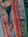 Banarasee Handloom Tissue (Saubhagyavati Bhava) Lace Saree With Buti Design Border & Lace-Green