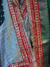 Banarasee Handloom Tissue (Saubhagyavati Bhava) Lace Saree With Buti Design Border & Lace-Green