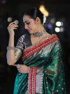 Banarasee Handloom Tissue (Saubhagyavati Bhava) Lace Saree With Buti Design Border & Lace-Green
