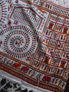Handloom Printed Khadi Cotton Salwar Kameez Dupatta Set-White