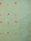 Banarasee Kota Doria Hand-Embroidered Salwar Kameez Dupatta Set-Light Green