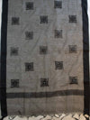 Banarasee Brocade Salwar Kameez Fabric With Cotton Silk Dupatta-Grey & Black