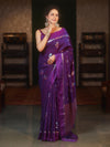 Banarasee Handwoven Semi Silk Saree With Sona Rupa Zari Buti Design-Violet