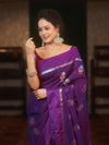 Banarasee Handwoven Semi Silk Saree With Sona Rupa Zari Buti Design-Violet