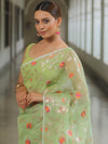 Banarasee Organza Mix Saree With Zari Jaal Design-Light Green