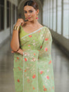 Banarasee Organza Mix Saree With Zari Jaal Design-Light Green