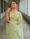 Banarasee Organza Mix Saree With Zari Jaal Design-Light Green