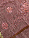 Banarasee Cotton Silk Embroidered Floral Design Dupatta-Peach