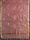 Banarasee Cotton Silk Embroidered Floral Design Dupatta-Peach