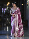 Banarasee Handloom Tissue Saree With Zari Buti Design & Lace Border-Light Purple