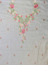 Banarasee Semi-Stitched Mul Cotton Salwar Kameez Set With Cotton Silk Dupatta-Off White