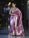 Banarasee Handloom Tissue Saree With Zari Buti Design & Lace Border-Light Purple
