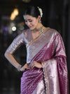 Banarasee Handloom Tissue Saree With Zari Buti Design & Lace Border-Light Purple