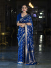 Banarasee Handloom Semi Silk Saree With Sona Rupa Zari Work & Border-Blue