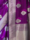 Banarasee Handloom Semi Katan Saree With Floral Buta Design & Border-Violet