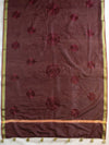 Banarasee Cotton Silk Embroidered Floral Design Dupatta-Wine