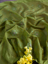 Banarasee Cotton Silk Embroidered Jaal Design Dupatta-Olive Green