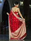 Banarasee Chiffon Hand Embroidered Saree With Mirror & Ghungroo Work-Red