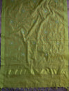 Banarasee Cotton Silk Embroidered Jaal Design Dupatta-Olive Green