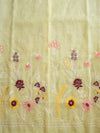 Banarasee Kota Doria Hand Embroidered Salwar Kameez Dupatta Set-Light Yellow