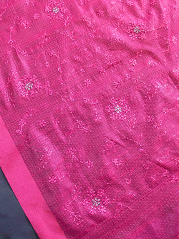 Banarasee Brocade Salwar Kameez Fabric With Cotton Silk Dupatta-Yellow & Pink