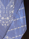 Banarasee Semi-Stitched Mul Cotton Salwar Kameez Set With Cotton Silk Dupatta-Light Blue
