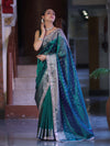 Banarasee Handloom Tissue Saree With Buti Design Zari Border & Lace-Green