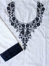 Banarasee Semi-Stitched Mul Cotton Salwar Kameez Set With Cotton Silk Dupatta-White