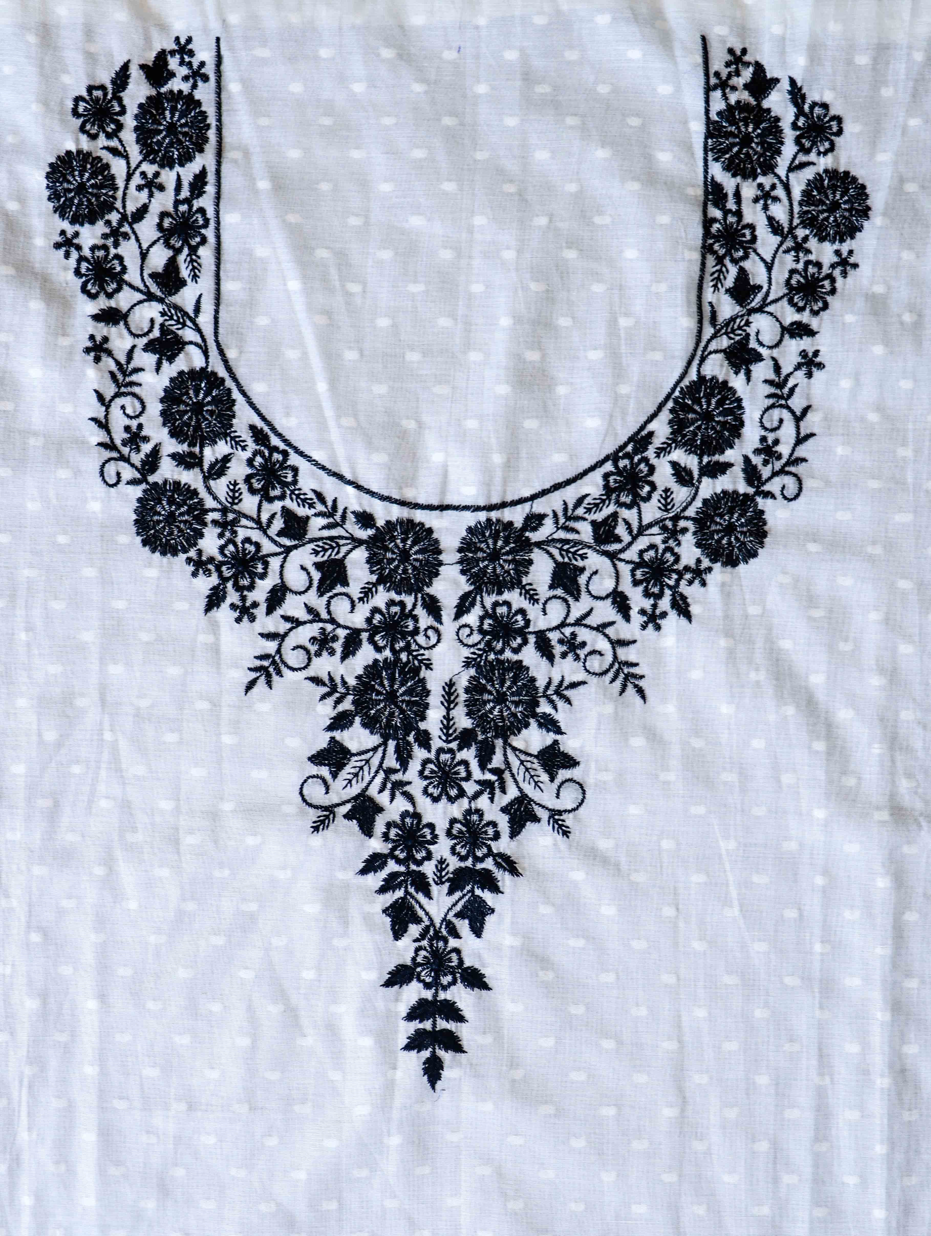 Banarasee Semi-Stitched Mul Cotton Salwar Kameez Set With Cotton Silk Dupatta-White