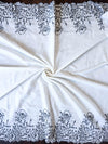 Banarasee Semi-Stitched Mul Cotton Salwar Kameez Set With Cotton Silk Dupatta-White