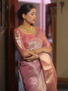 Banarasee Handwoven Tissue Zari Saree-Pink