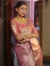 Banarasee Handwoven Tissue Zari Saree-Pink