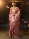 Banarasee Handwoven Tissue Zari Saree-Pink