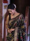 Banarasee Handloom Semi Katan Meena Work Saree-Black