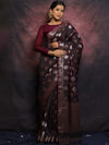 Banarasee Handwoven Semi Silk Saree With Buta Design-Brown