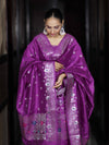 Banarasee Semi-Silk Silver Zari Work Salwar Kameez Fabric With Dupatta Set-Violet