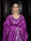 Banarasee Semi-Silk Silver Zari Work Salwar Kameez Fabric With Dupatta Set-Violet
