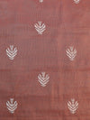 Banarasee Kota Doria Hand-Embroidered Salwar Kameez Dupatta Set-Peach