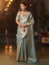Banarasee Handwoven Tissue Zari Saree-Light Blue