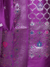 Banarasee Semi-Silk Silver Zari Work Salwar Kameez Fabric With Dupatta Set-Violet