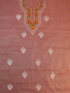 Banarasee Kota Doria Hand-Embroidered Salwar Kameez Dupatta Set-Peach