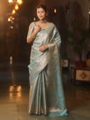 Banarasee Handwoven Tissue Zari Saree-Light Blue