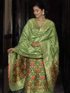 Banarasee Semi-Silk Zari & Resham Work Salwar Kameez Fabric With Dupatta Set-Light Green