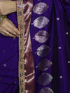 Banarasee Handloom Semi Silk Saree With Sona Rupa Zari Buti Design & Lace Border-Violet