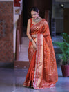 Banarasee Handloom Tissue (Saubhagyavati Bhava) Lace Saree With Buti Design Border & Lace-Rust
