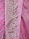 Banarasee Handwoven Pure Tussar Saree With Woven Resham Design-Light Pink