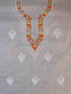 Banarasee Kota Doria Hand-Embroidered Salwar Kameez Dupatta Set-White