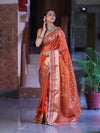 Banarasee Handloom Tissue (Saubhagyavati Bhava) Lace Saree With Buti Design Border & Lace-Rust